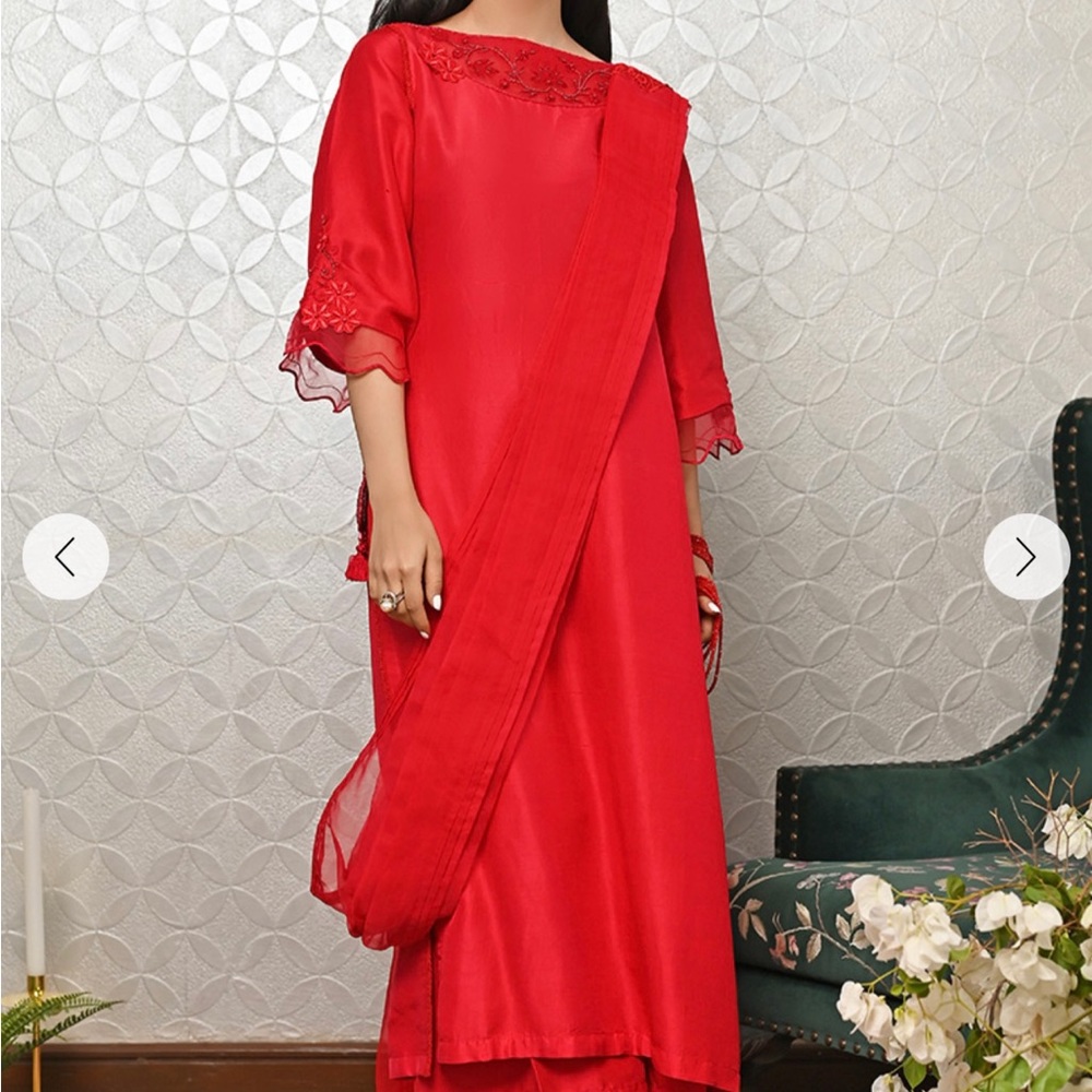 Beautiful red raw silk